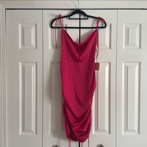 Superdown Hot Pink Satin midi dress medium